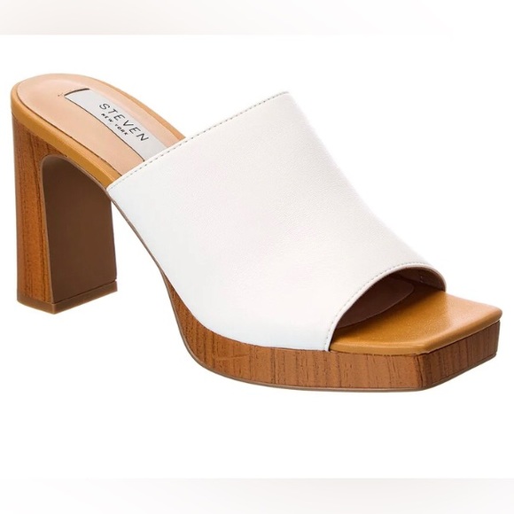 Steven By Steve Madden Shoes - Steven New York Pamelo white slip on heeled square toe sandal style size 9